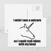 Ik wou dat ik een unicorn was briefkaart (Voorkant / Achterkant)