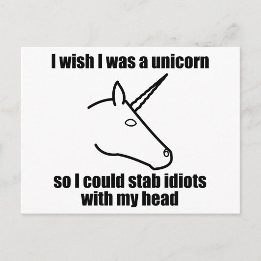 Ik wou dat ik een unicorn was briefkaart (Voorkant)