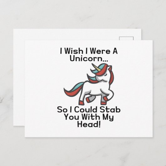Ik wou dat ik een unicorn was briefkaart (Voorkant / Achterkant)