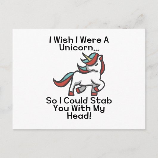 Ik wou dat ik een unicorn was briefkaart (Voorkant)