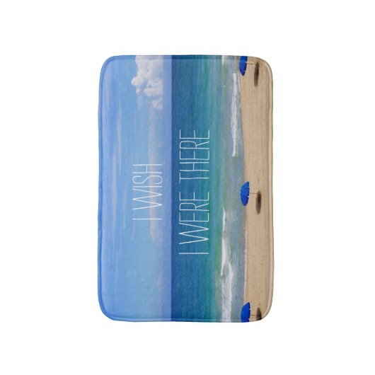 Ik wou dat ik er was - Blue Beach Umbrella Badmat (Voorkant Verticaal)
