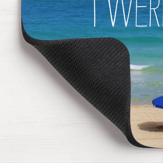 Ik wou dat ik er was - Blue Beach Umbrella Muismat (Hoek)