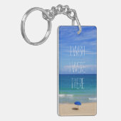 Ik wou dat ik er was - Blue Beach Umbrella Sleutelhanger (Voorkant Links)