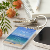 Ik wou dat ik er was - Blue Beach Umbrella Sleutelhanger (Voorkant Rechts)