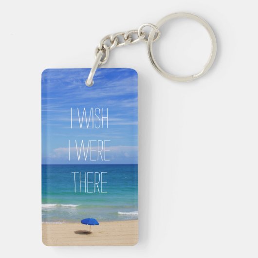 Ik wou dat ik er was - Blue Beach Umbrella Sleutelhanger (achterkant)