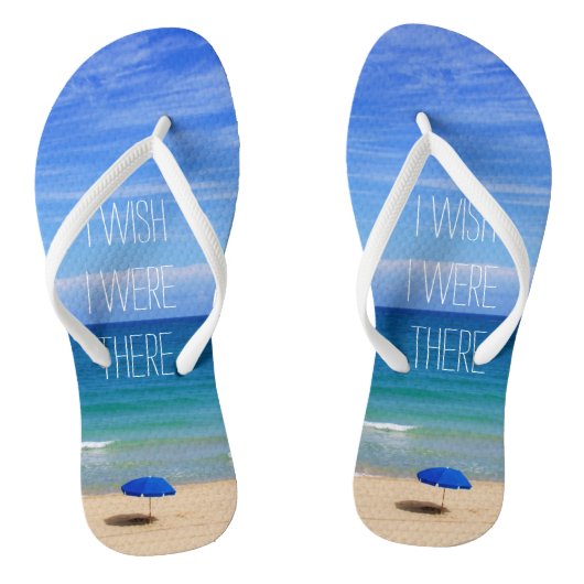 Ik wou dat ik er was - Blue Beach Umbrella Teenslippers (Voetbed)