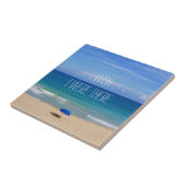Ik wou dat ik er was - Blue Beach Umbrella Tegeltje (Zijkant)