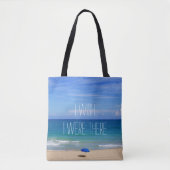 Ik wou dat ik er was - Blue Beach Umbrella Tote Bag (Voorkant)