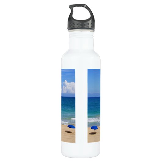 Ik wou dat ik er was - Blue Beach Umbrella Waterfles (Achterkant)