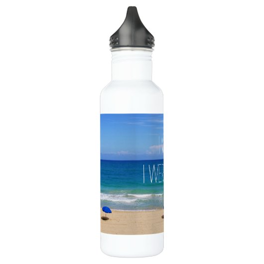 Ik wou dat ik er was - Blue Beach Umbrella Waterfles (Links)