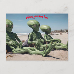 Ik wou dat je hier buitenaardse wezens op het stra briefkaart