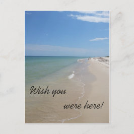 Ik wou dat je hier op het strand was briefkaart