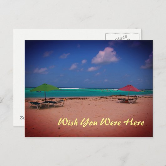 Ik wou dat je hier was als rode groene paraplu Bar Briefkaart (Voorkant / Achterkant)