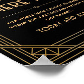 Ik wou dat je hier was Art Deco Black Gold bruilof Poster (Hoek)