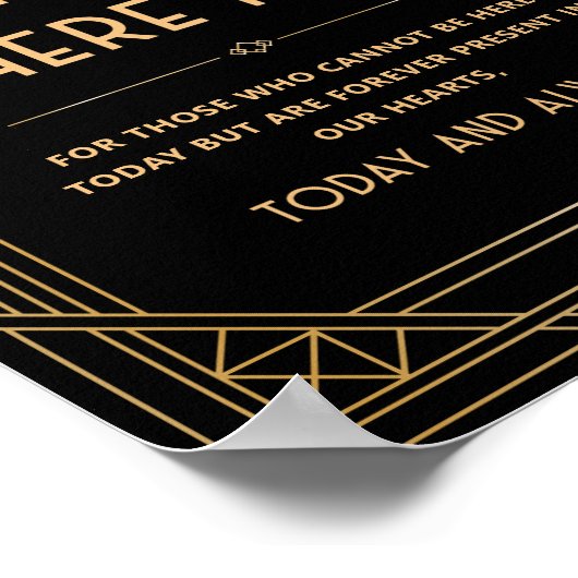Ik wou dat je hier was Art Deco Black Gold bruilof Poster (Hoek)