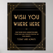 Ik wou dat je hier was Art Deco Black Gold bruilof Poster (Voorkant)