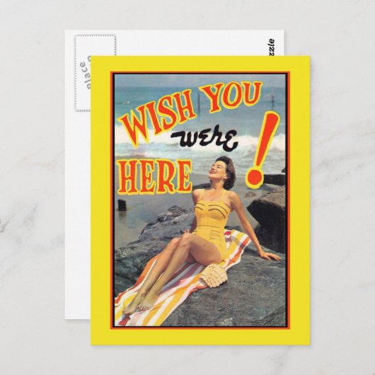 Ik wou dat je hier was! Bikini Beach Briefkaart (Voorkant / Achterkant)