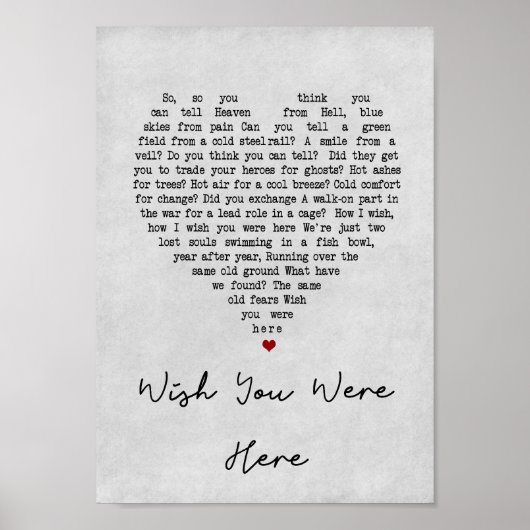 Ik wou dat je hier was met een grijze hartzong in poster (Voorkant)