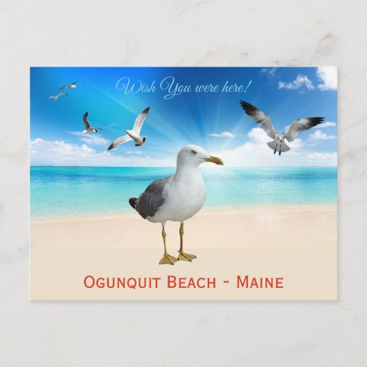 Ik wou dat je hier was! Ogunstoppen Beach, Maine Briefkaart (Voorkant)