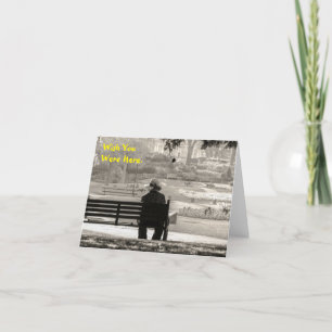 Ik wou dat je hier was op Park Bench Note Card Kaart