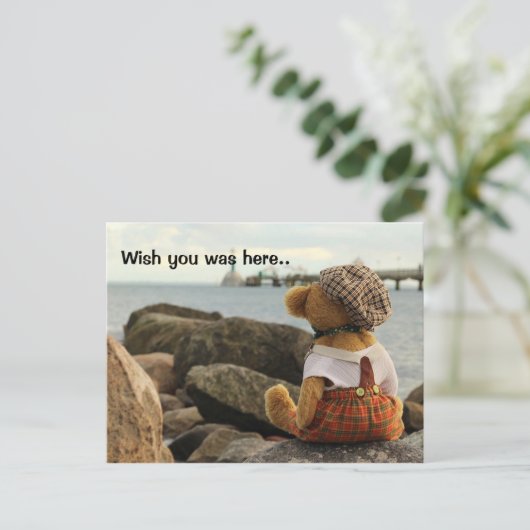 Ik wou dat je hier was, teddybeer briefkaart (Staand voorkant)