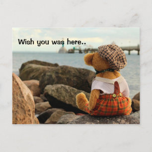 Ik wou dat je hier was, teddybeer briefkaart