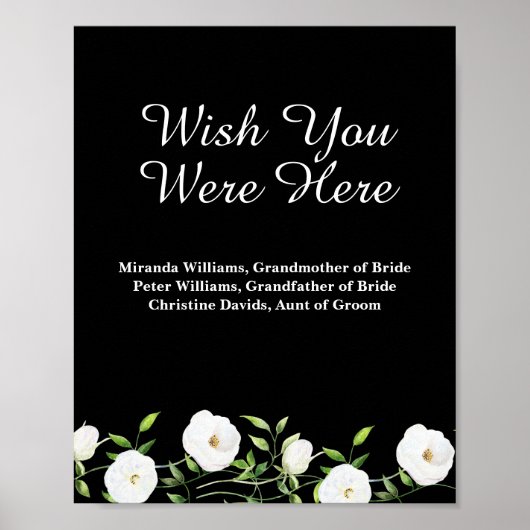 Ik wou dat je hier was Witte Bloemen bruiloft Memo Poster (Voorkant)