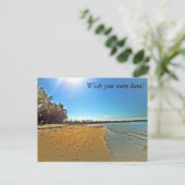 Ik wou dat je hier was! zandige briefkaart (Staand voorkant)