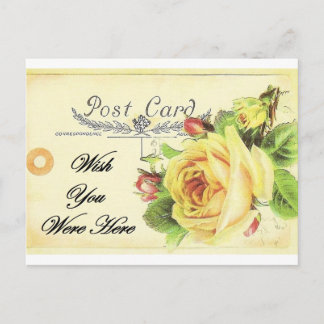 Ik wou dat je hier Yellow Rose Briefkaart was