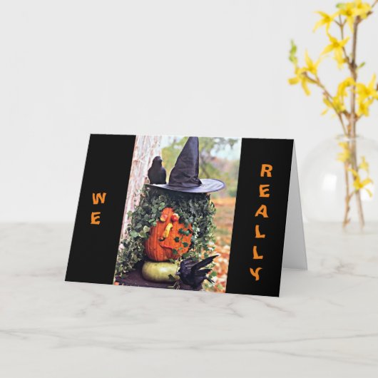 IK WOU DAT WE DIT "IN PERSOON" HALLOWEEN KONDEN ZE KAART (Gele Bloem)