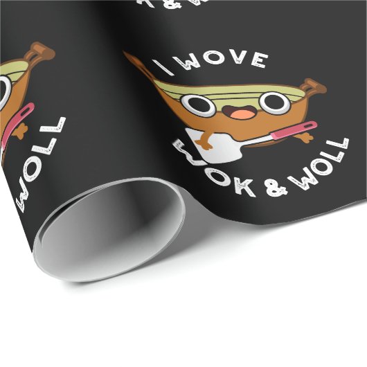 Ik Wove Wok en Woll Funny Chinese Wok Pun Dark BG Cadeaupapier (Rol Hoek)