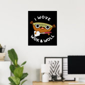 Ik Wove Wok en Woll Funny Chinese Wok Pun Dark BG Poster (Thuiskantoor)