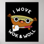Ik Wove Wok en Woll Funny Chinese Wok Pun Dark BG Poster (Voorkant)