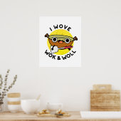 Ik Wove Wok en Woll Funny Chinese Wok Pun Poster (Keuken)
