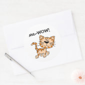 Ik-WOW, miauw, goed gedaan, wow! Schattigee Kitty  Ronde Sticker (Envelop)