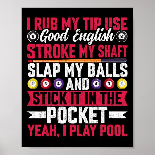 Ik wrijf mijn tip Gebruik goed Engels - grappig zw Poster (Voorkant)