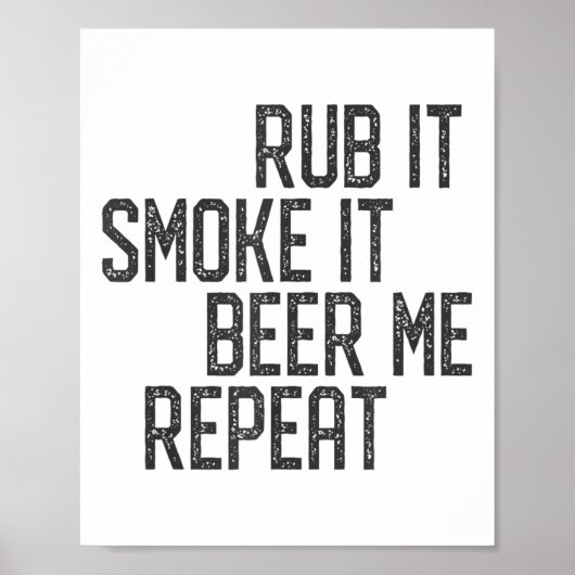 Ik wrijf mijn vlees bbq roker grillmaster bier me poster (Voorkant)