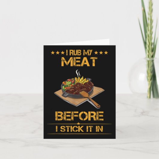 Ik wrijf mijn vlees, Summer Bbq Funny Text Kaart (Voorkant)