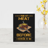 Ik wrijf mijn vlees, Summer Bbq Funny Text Kaart (Gele Bloem)