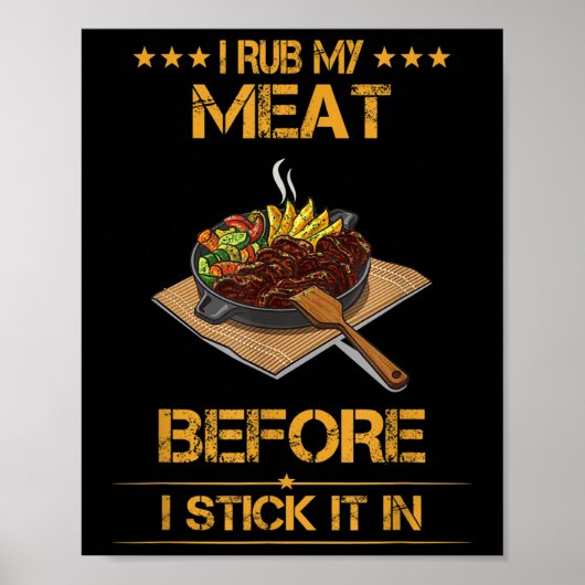 Ik wrijf mijn vlees, Summer Bbq Funny Text Poster (Voorkant)