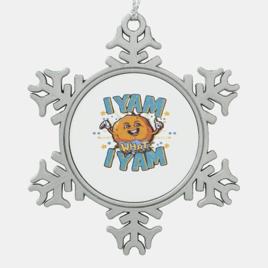 Ik Yam Wat Ik Yam Classic Design Voor Thanksgiving Tin Sneeuwvlok Ornament (Voorkant)