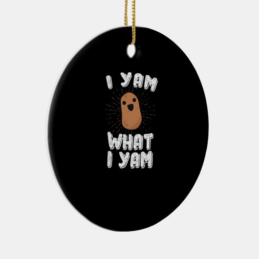 Ik Yam wat ik Yam Funny Potato Pun Thanksgiving Keramisch Ornament (Rechts)