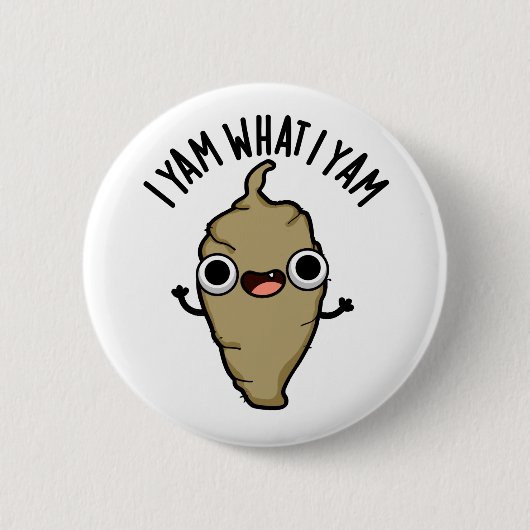 Ik Yam wat ik Yam Funny Veggie Pun Ronde Button 5,7 Cm (Voorkant)