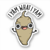 Ik Yam wat ik Yam Funny Veggie Pun Sticker (Voorkant)