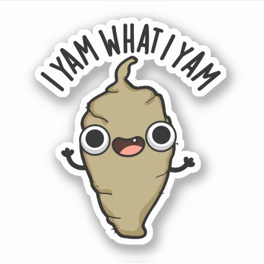 Ik Yam wat ik Yam Funny Veggie Pun Sticker (Voorkant)