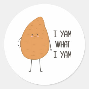 Ik Yam Wat Ik Yam Geweldige Yam Groente Woordspeli Ronde Sticker