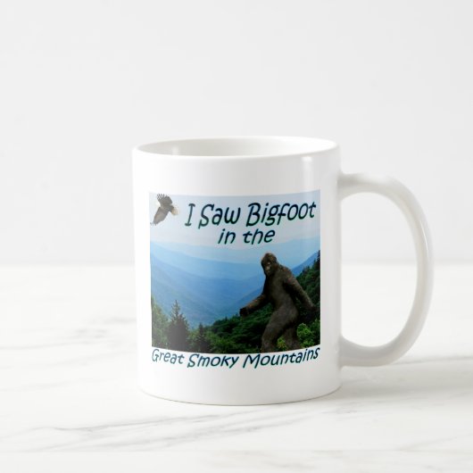 Ik zag Bigfoot... grote roky Mtns Coffee Mok (Rechts)