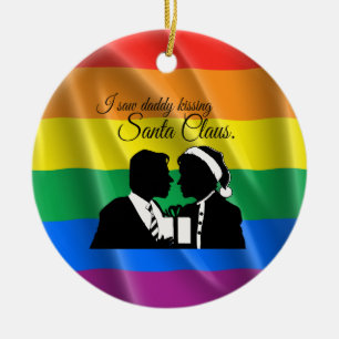 IK ZAG DADDY KISSING SANTA CLAUS -.png Keramisch Ornament