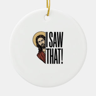 Ik zag dat grappige religieuze gluur grafisch ontw keramisch ornament