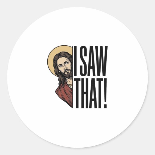 Ik zag dat grappige religieuze gluur Grafisch ontw Ronde Sticker (Voorkant)